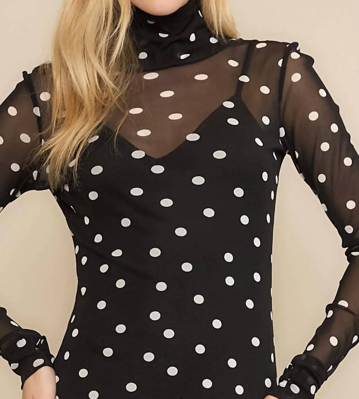 Sweet Generis - Polka Dot Mesh Maxi Dress