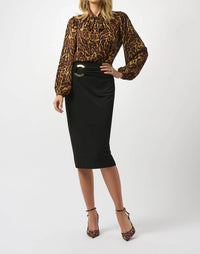 Joseph Ribkoff - Buckle Detail High Waist Pencil Skirt