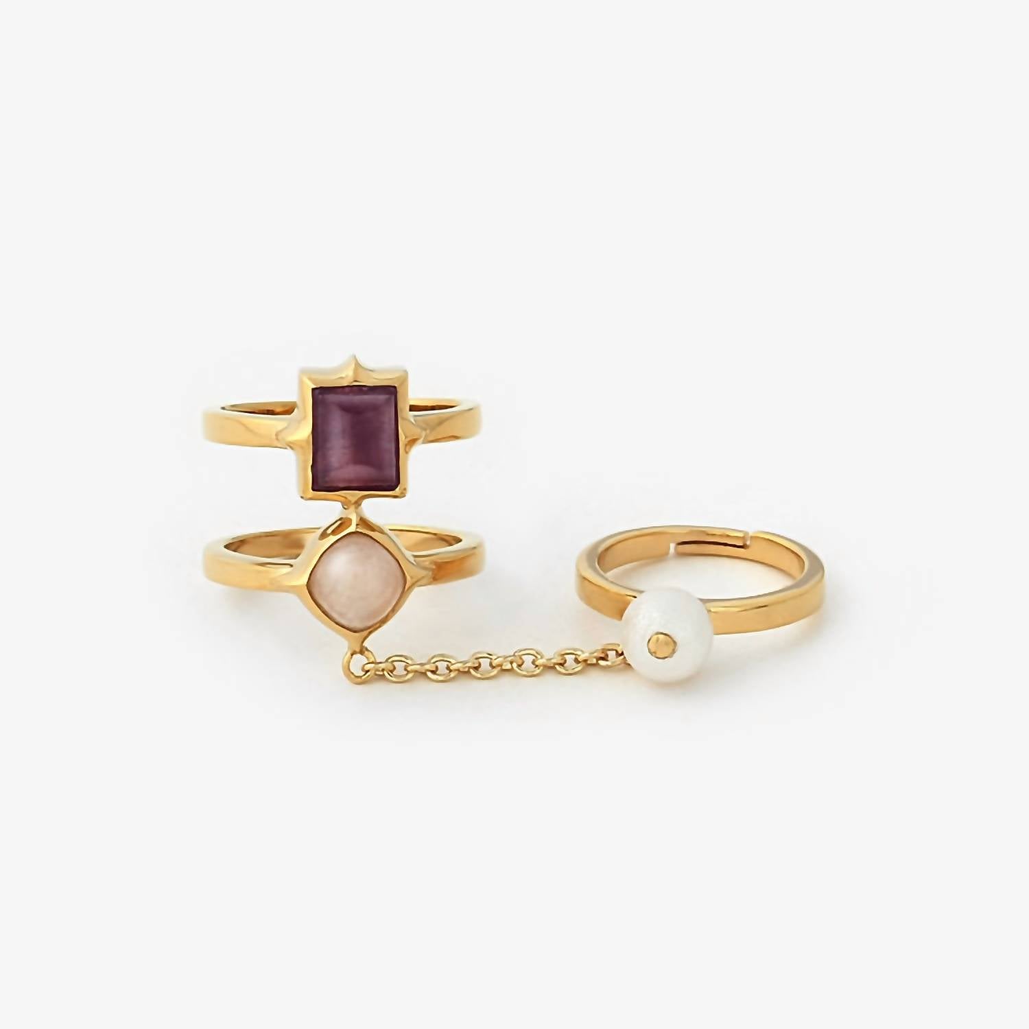 Avenue Chic - Women's Temple Muse Marsala Quartz Chain Ring