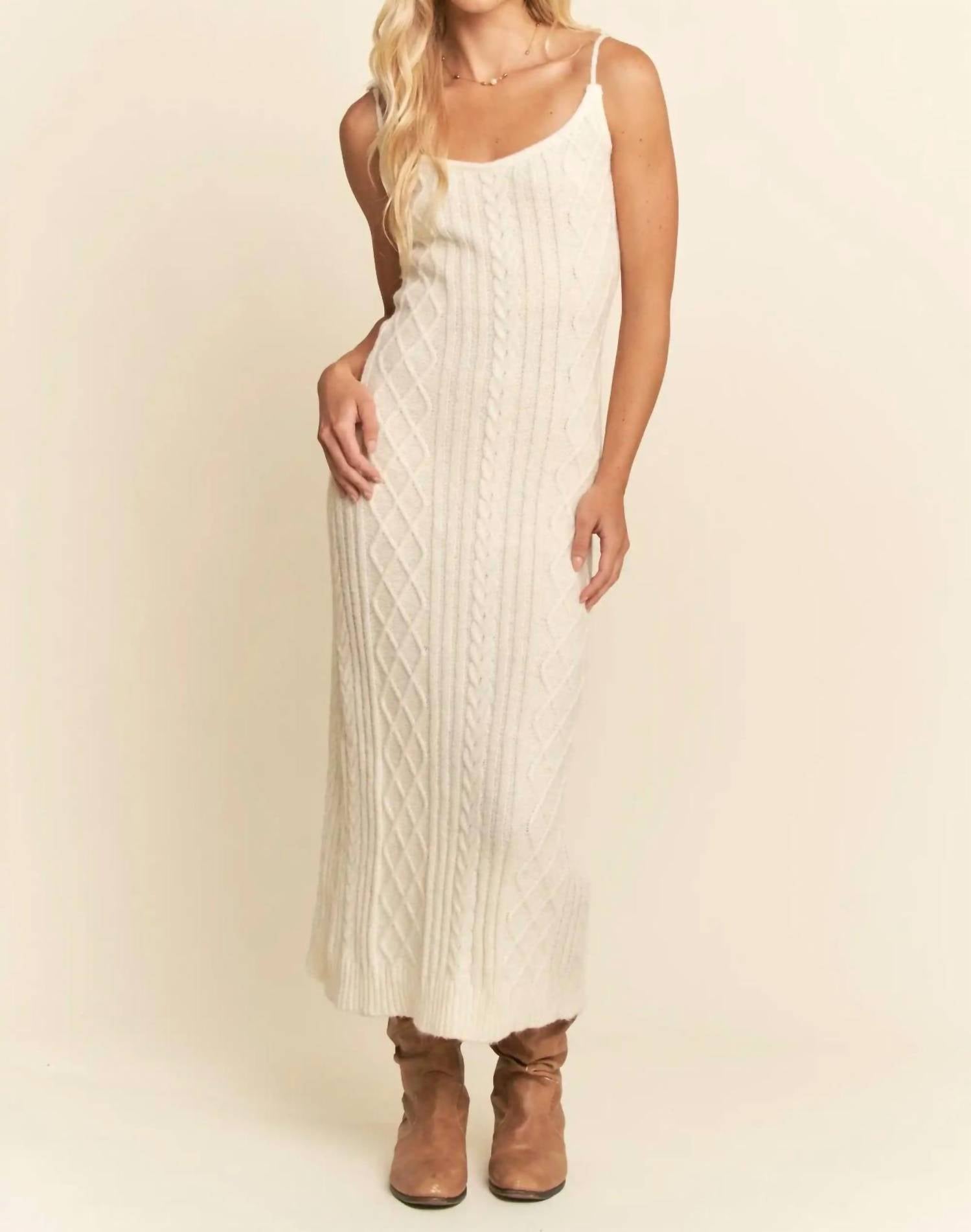 Davi & Dani - Sweater Knit Cable Longline Dress & Cardigan Set