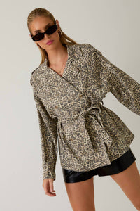 Sunday Edition - LEOPARD PRINTED DOUBLE BREASTED SHORT TRENCH COAT