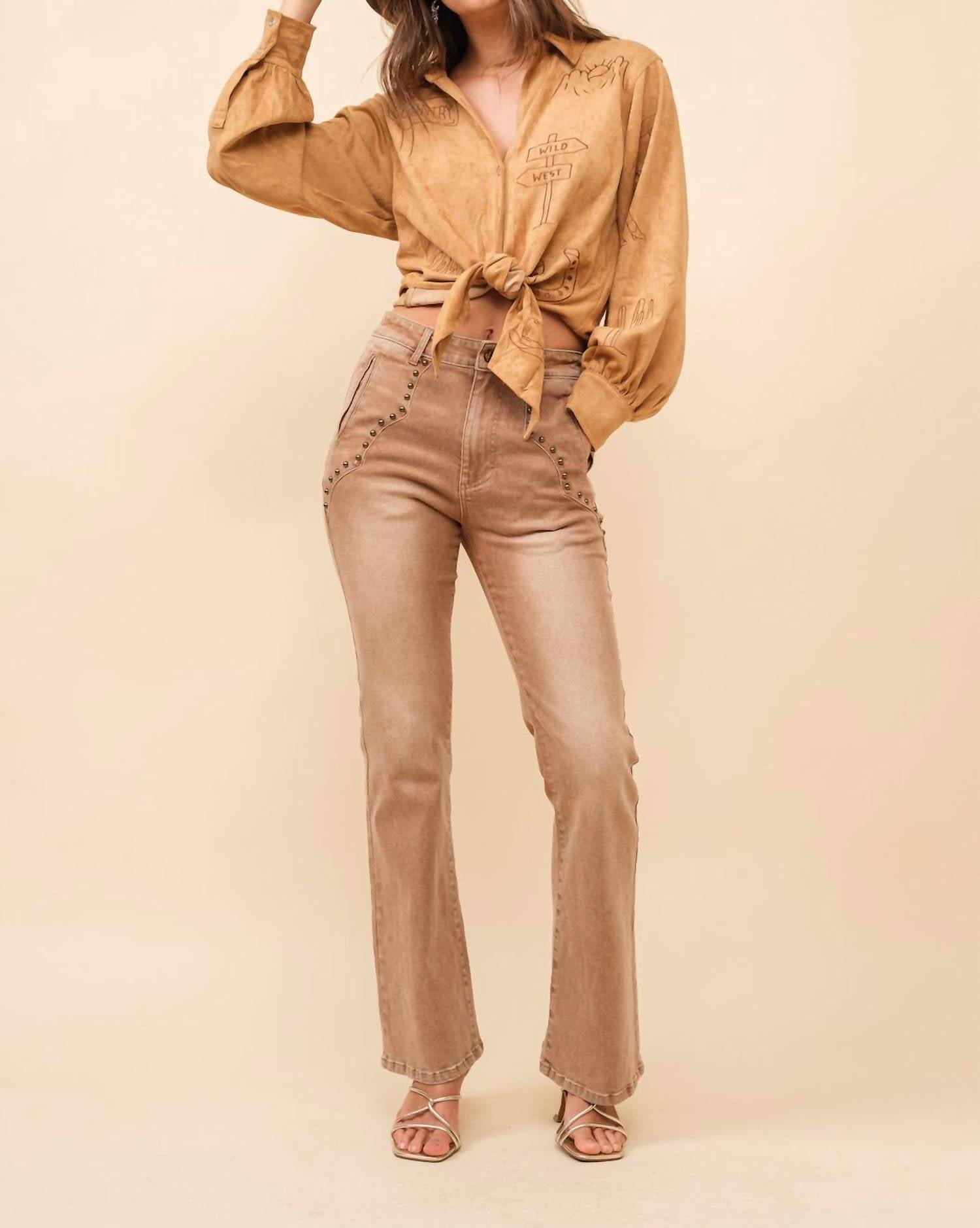 Blue B - Western Suede Tie Blouse