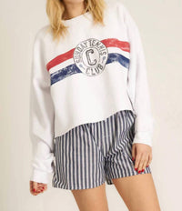 PROJECT SOCIAL T Sunday Tennis Sweatshirt in white red blue - women's top