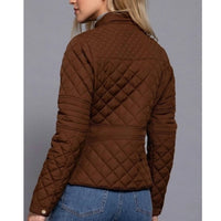 Active Basic Suede Piping Quilted Jacket in hazelnut brown - women's jacket - alternate view
