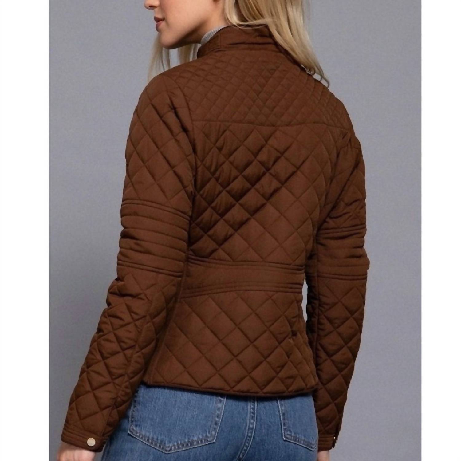 Active Basic Suede Piping Quilted Jacket in hazelnut brown - women's jacket - alternate view