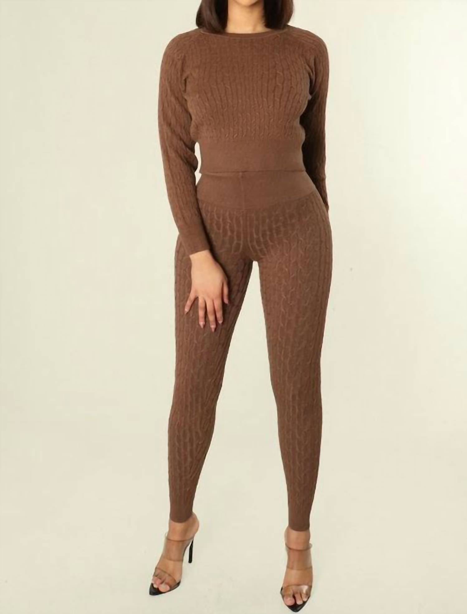 Beyouty - Women's Cable Knit Sweater & Pants Set