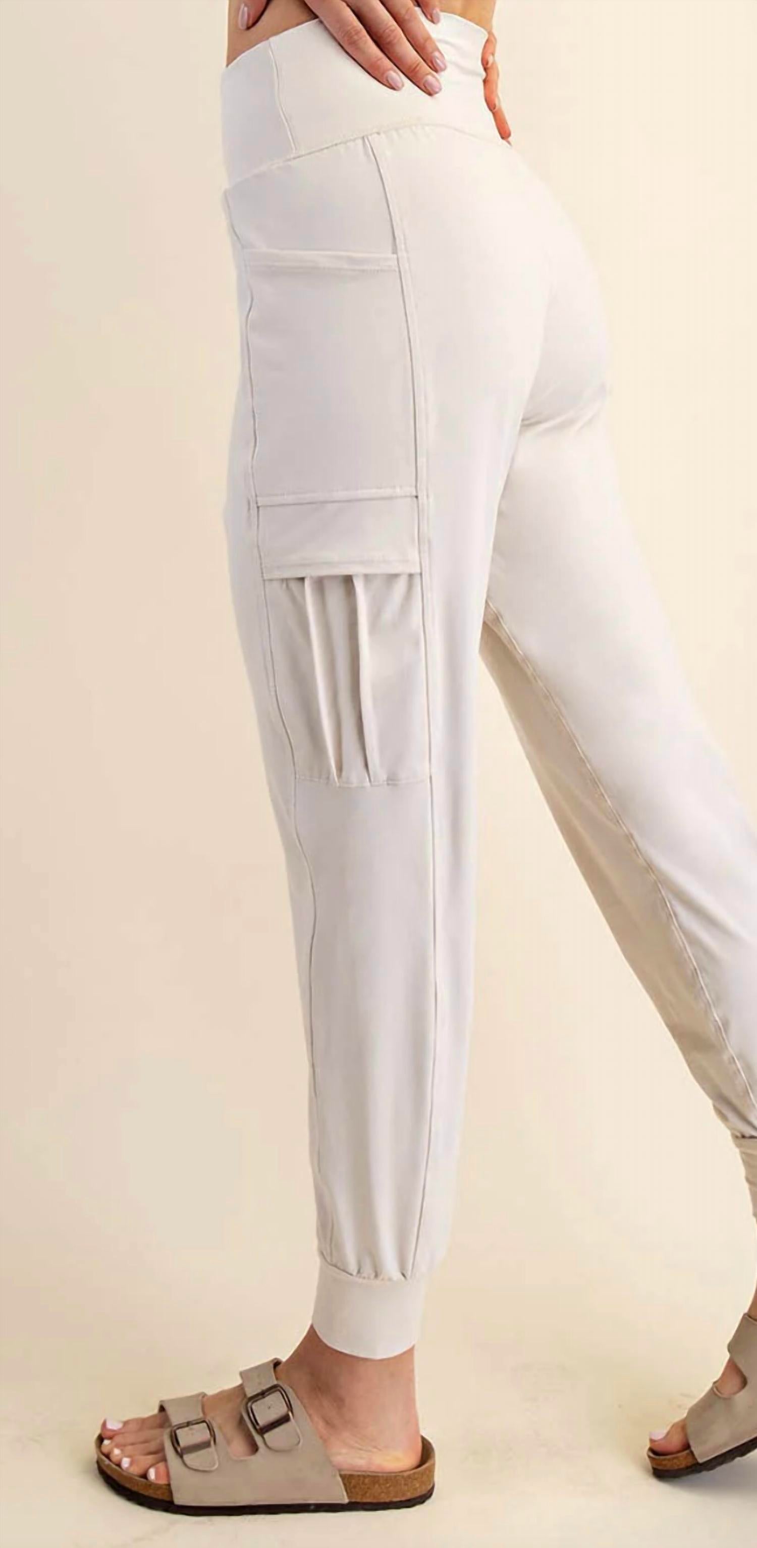 RAE MODE Plus Size Butter Jogger With Side Pockets in stone taupe - women's pants - alternate view