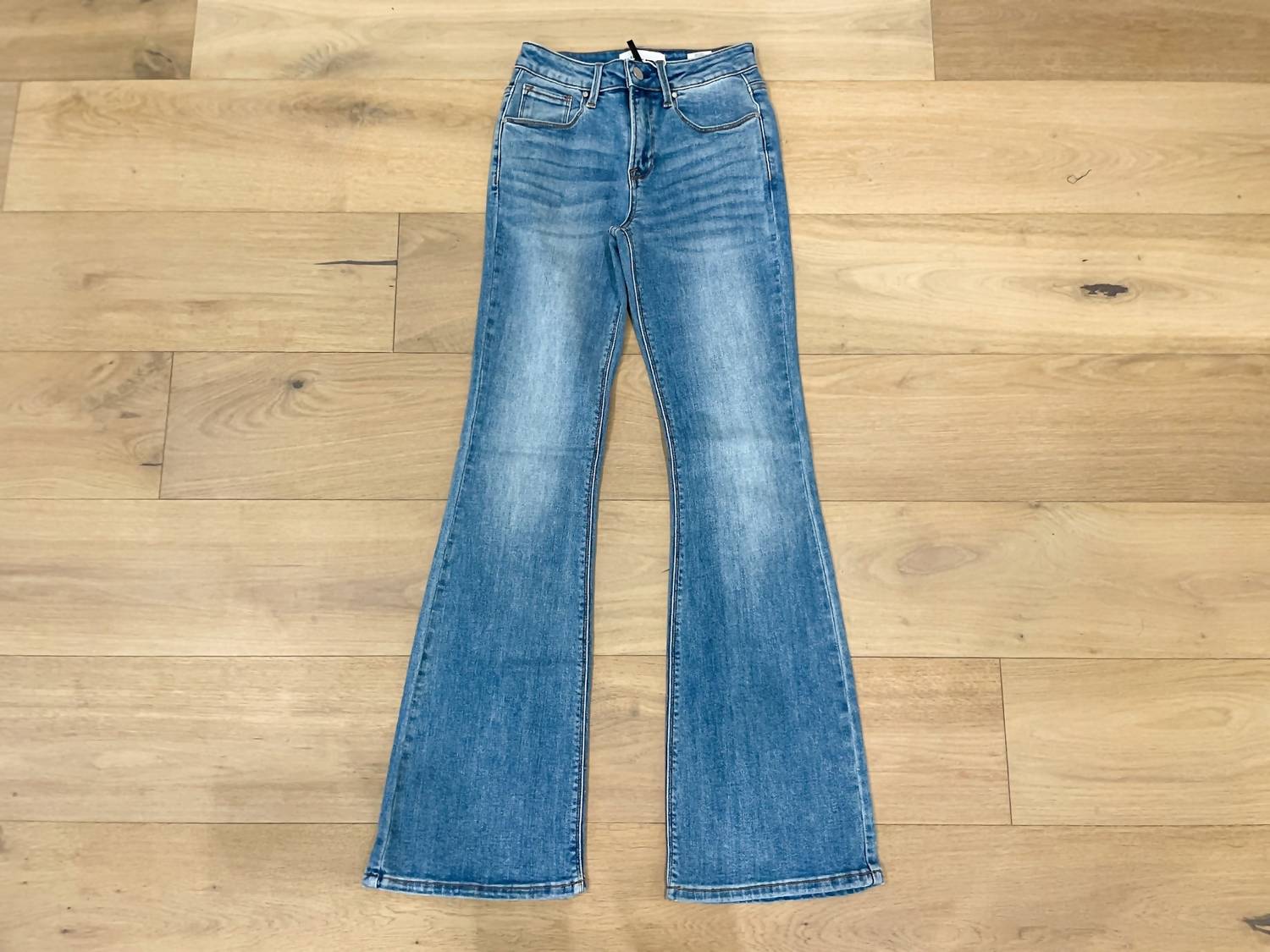 RISEN Channing Mid Rise Flare Jean in medium wash - women's jeans - view 5