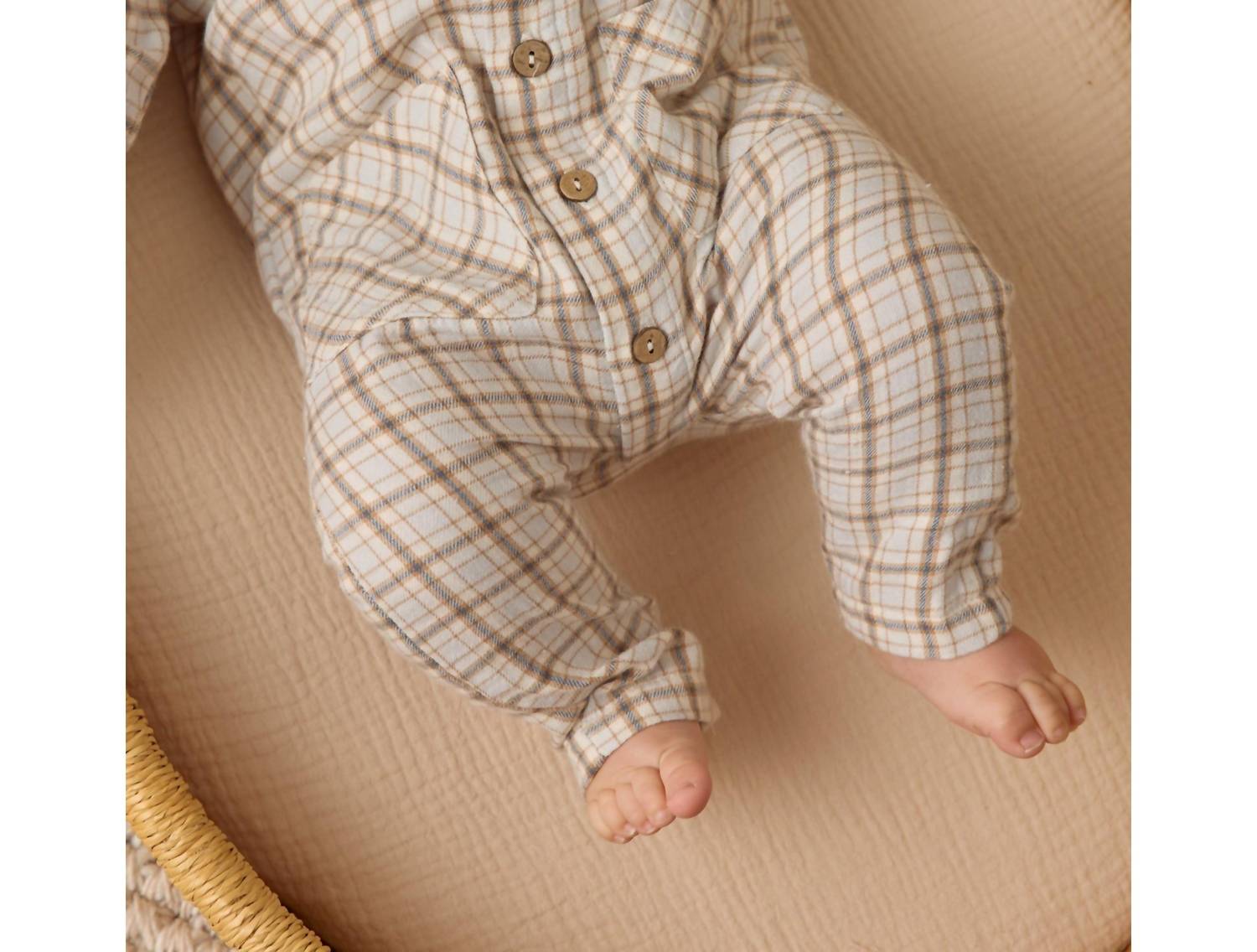 Quincy Mae Kids Pocketed Woven Jumpsuit in blue plaid - item - alternate view