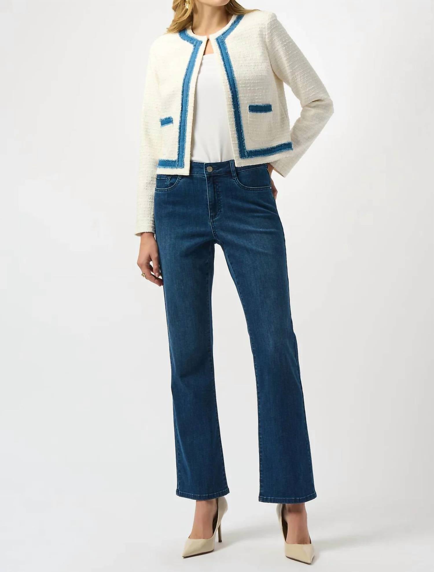 Joseph Ribkoff - Denim Trim Textured Bouclé Jacket