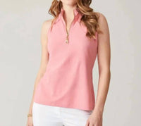 spartina 449 Keira Zip Tank in peach - women's tank top