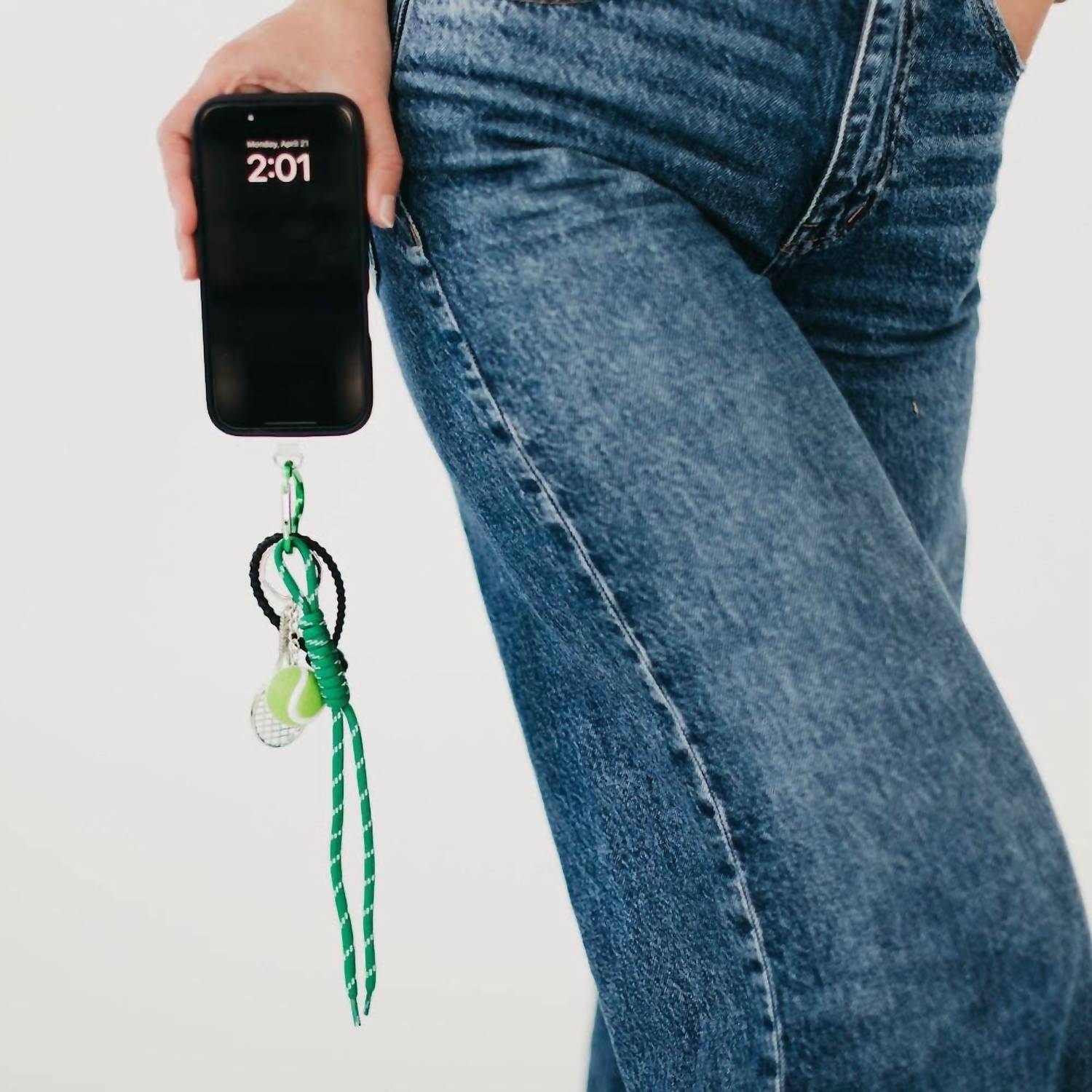 Pretty Simple Tennis Rope Charm Key Chain Bag Charm in emerald - women's accessory