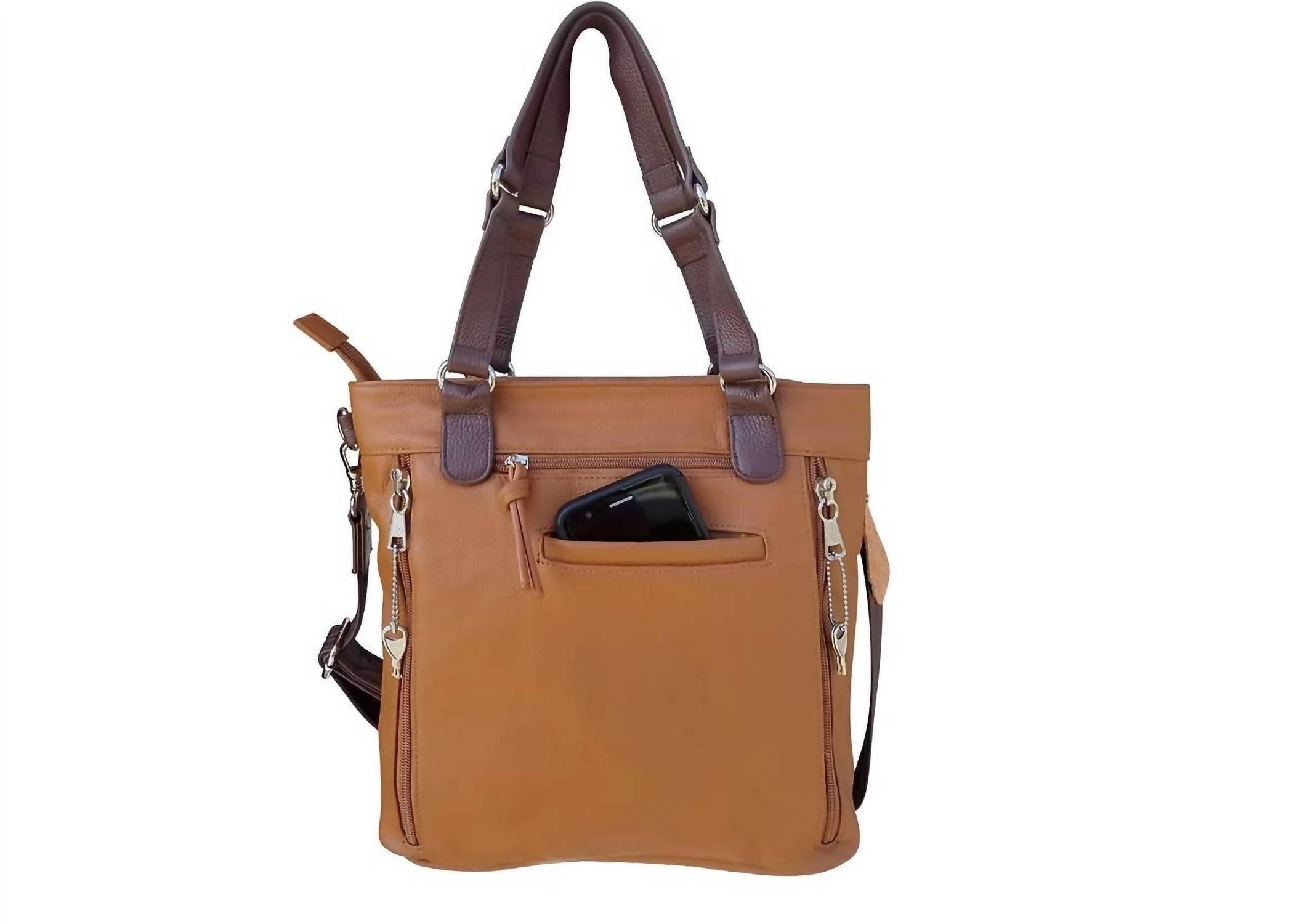 Roma Leathers Women's Top Grain Cowhide Tote Crossbody Bag With Removable Straps in brown - women's bag - alternate view