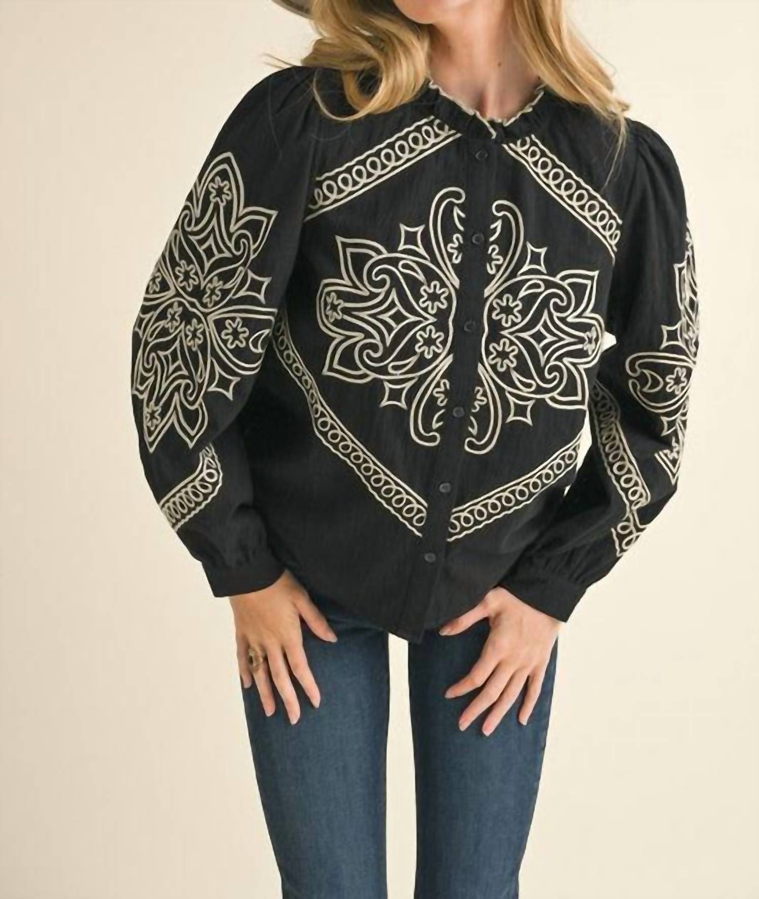 En Merci - Western Embroidered Top