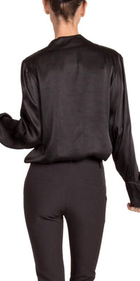 GIGI MODA Gia Satin Top in black - women's shirt - detail view