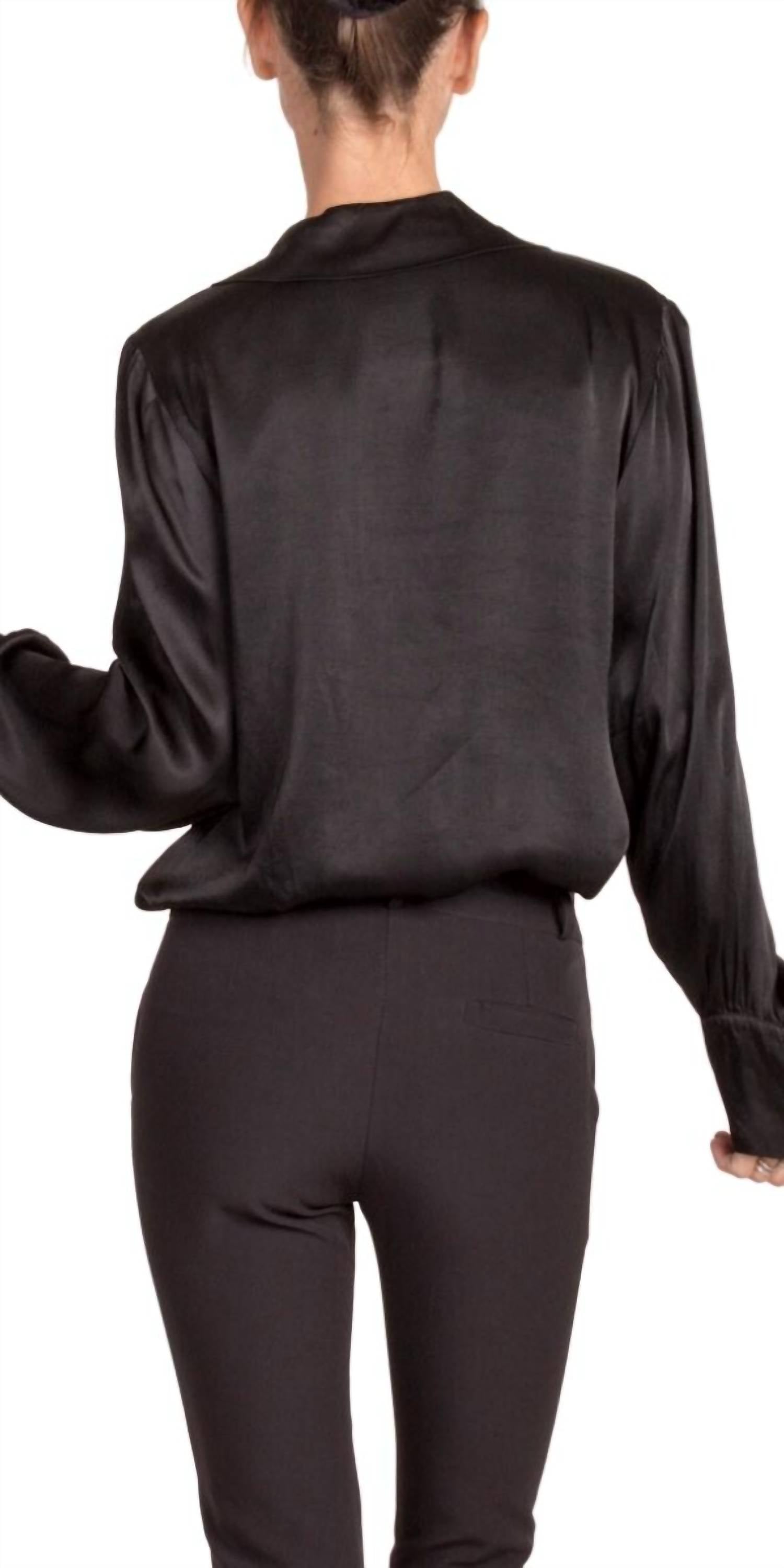 GIGI MODA Gia Satin Top in black - women's shirt - detail view