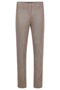 ROBELL Women's Lizard Pring Poly Suede Rose Slim Fit Pants in taupe - women's pants