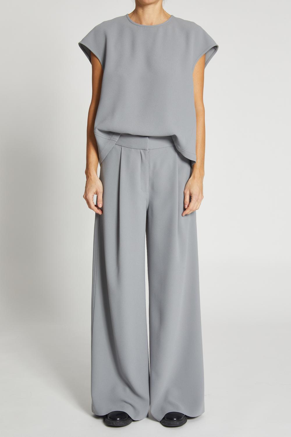 Saint Art Easy Fit Neve Trouser in powder grey crepe - women's pants