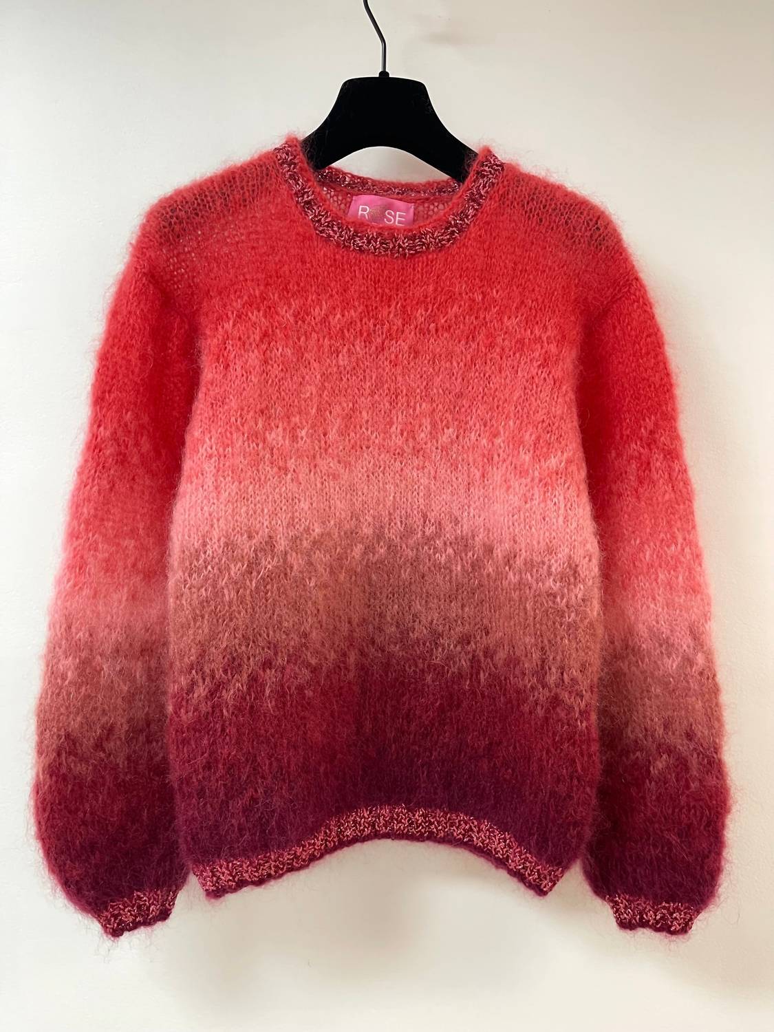 Rose Carmine Long Sleeve Crew Sweater in tie dye grenad bordo - women's sweater - view 4