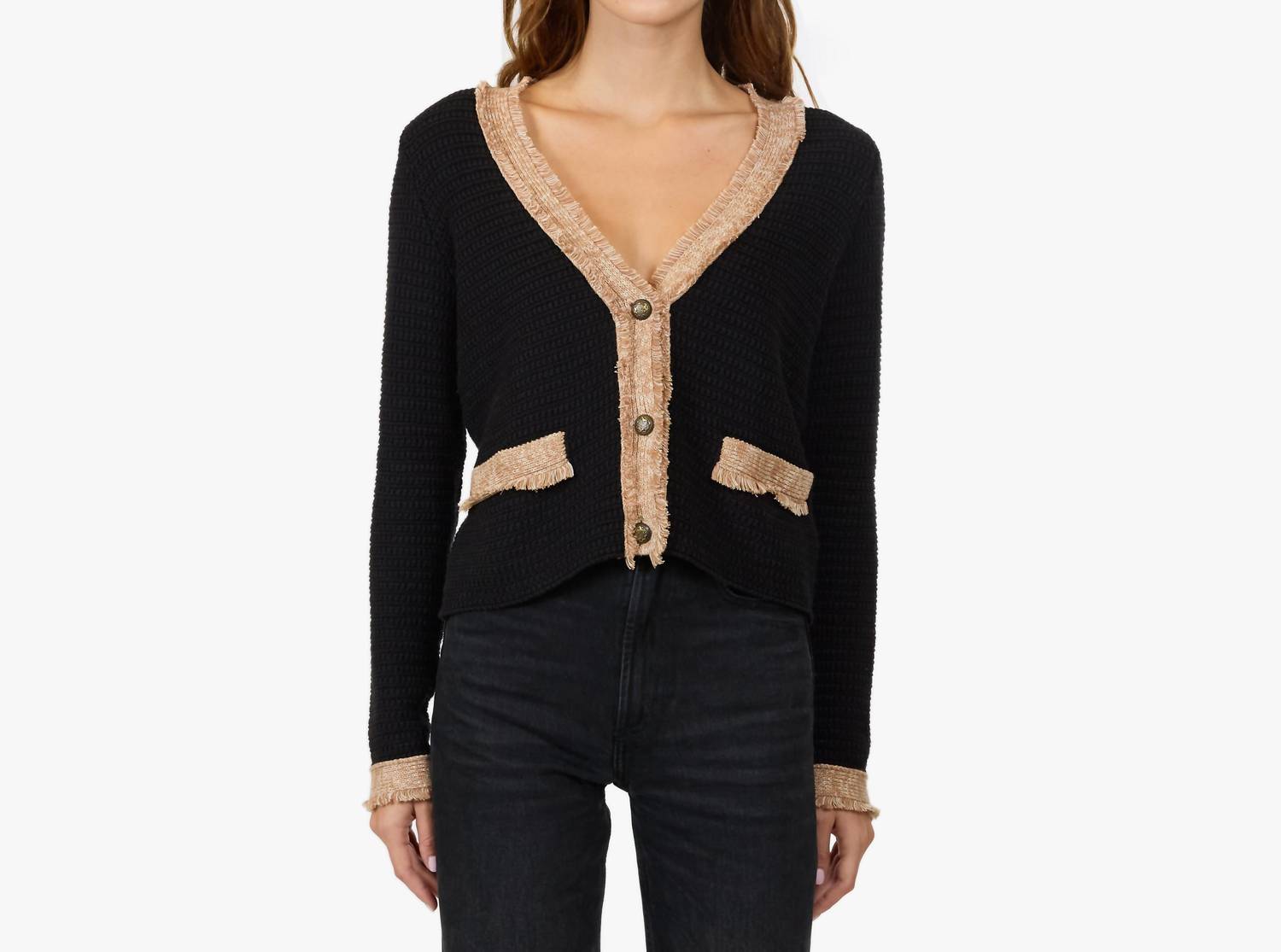 Autumn Cashmere - Fringed Trimmed V-neck Jacket
