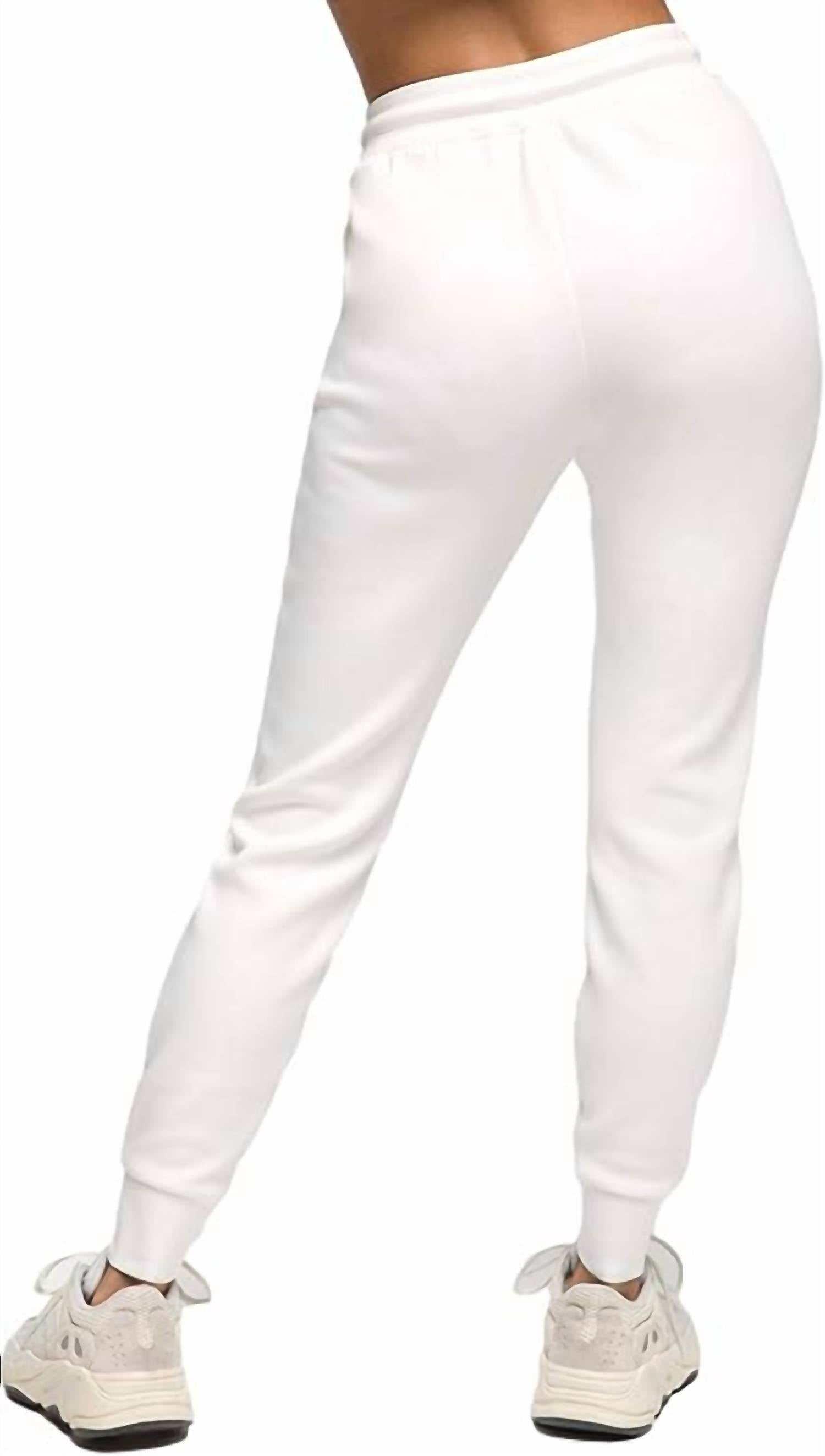 GOOD AMERICAN Boyfriend Scuba Sweatpant in white - women's pants - detail view