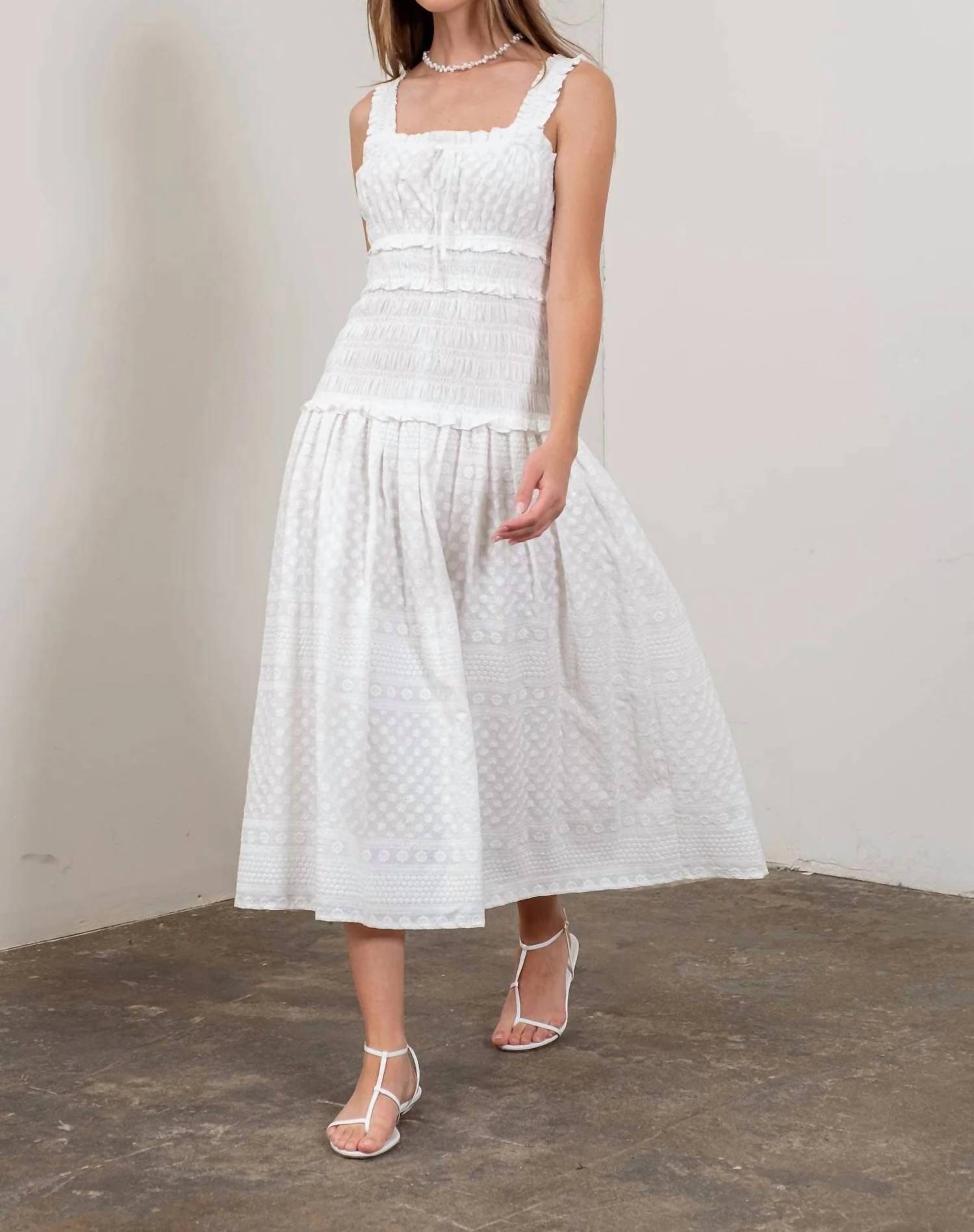 Moon River - SHIRRED BODICE MIDI DRESS