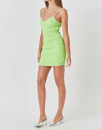 Endless Rose - Alix Sweetheart Scooped Knit Mini Dress