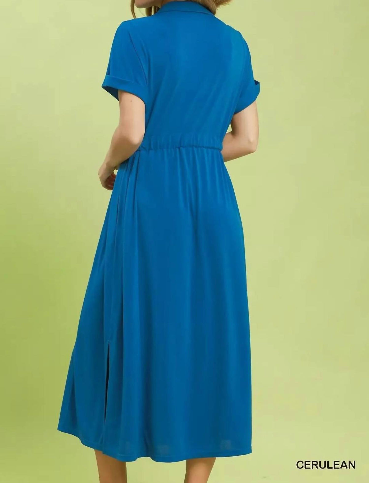 Umgee - Collared V-neck Belted Midi Dress