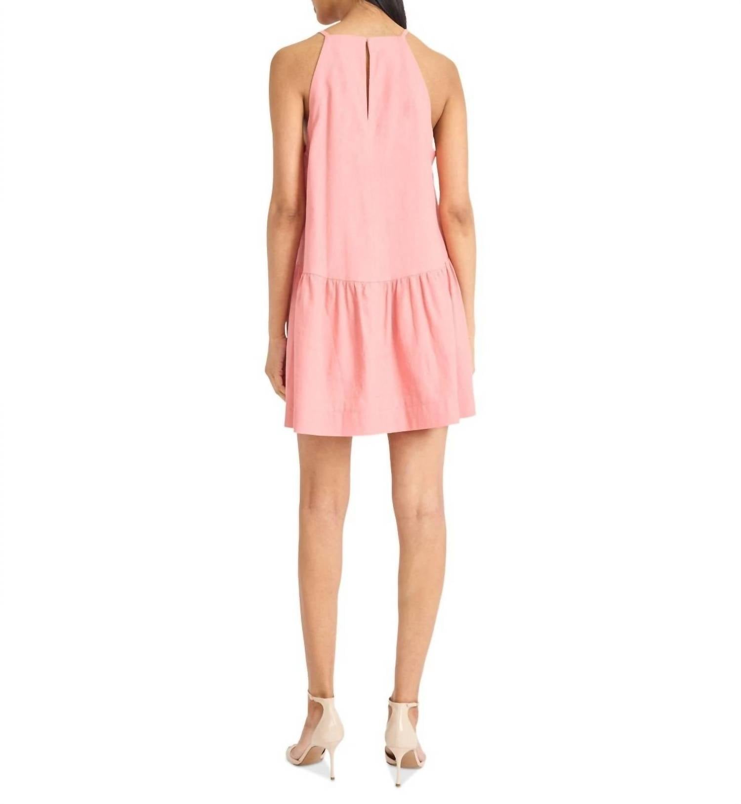 Donna Morgan Square-neck Sleeveless Mini Dress in apricot - women's dress - alternate view