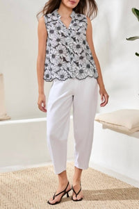 Tribal - Sleeveless Button Front Blouse