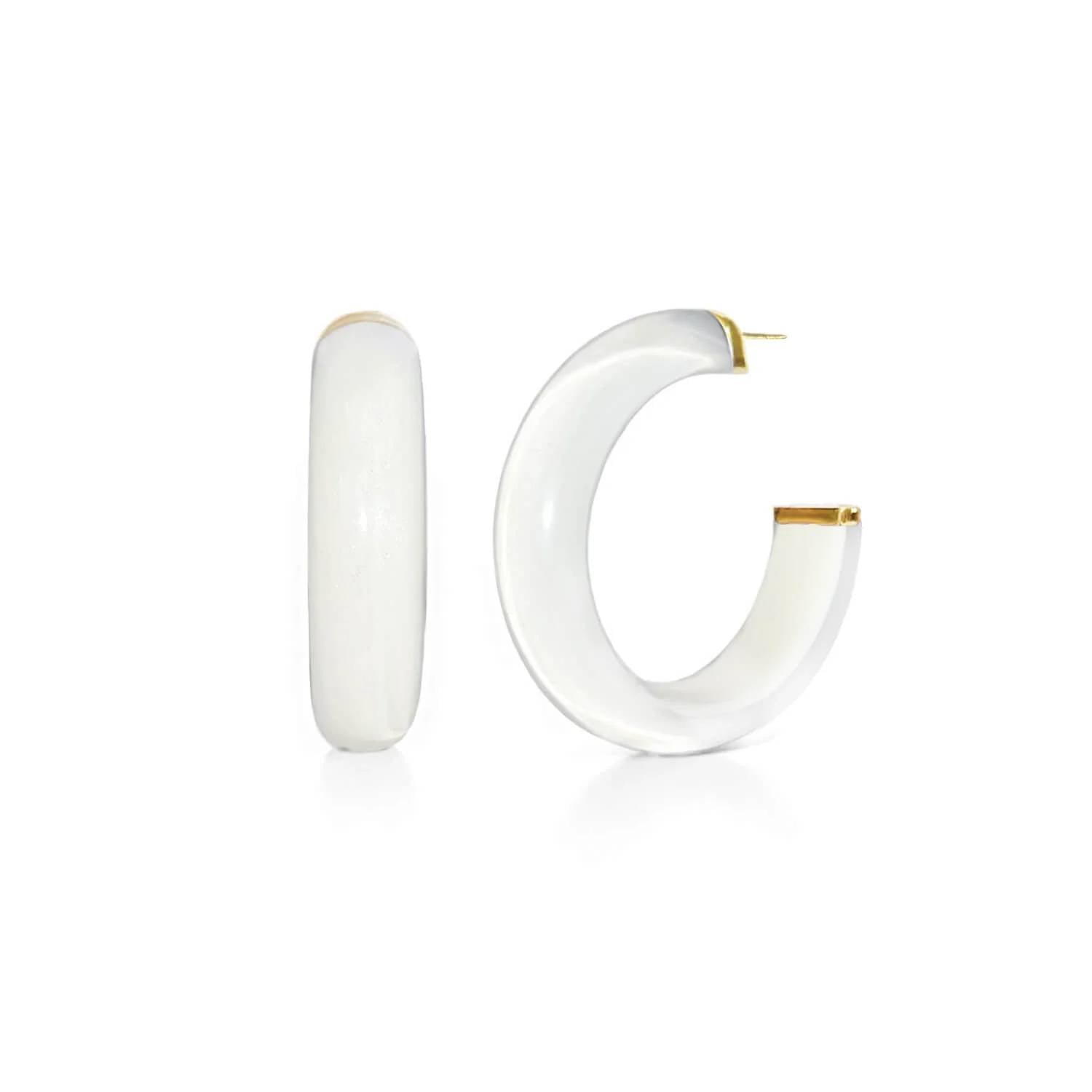 Gold & Honey - Women's Small Illusion Lucite Hoop Earrings In Neutrals