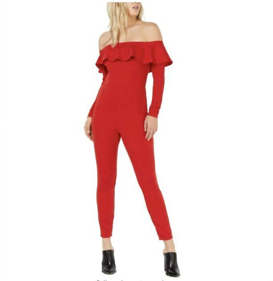 Material Girl - Off The Shoulder Ruffle Jumpsuit