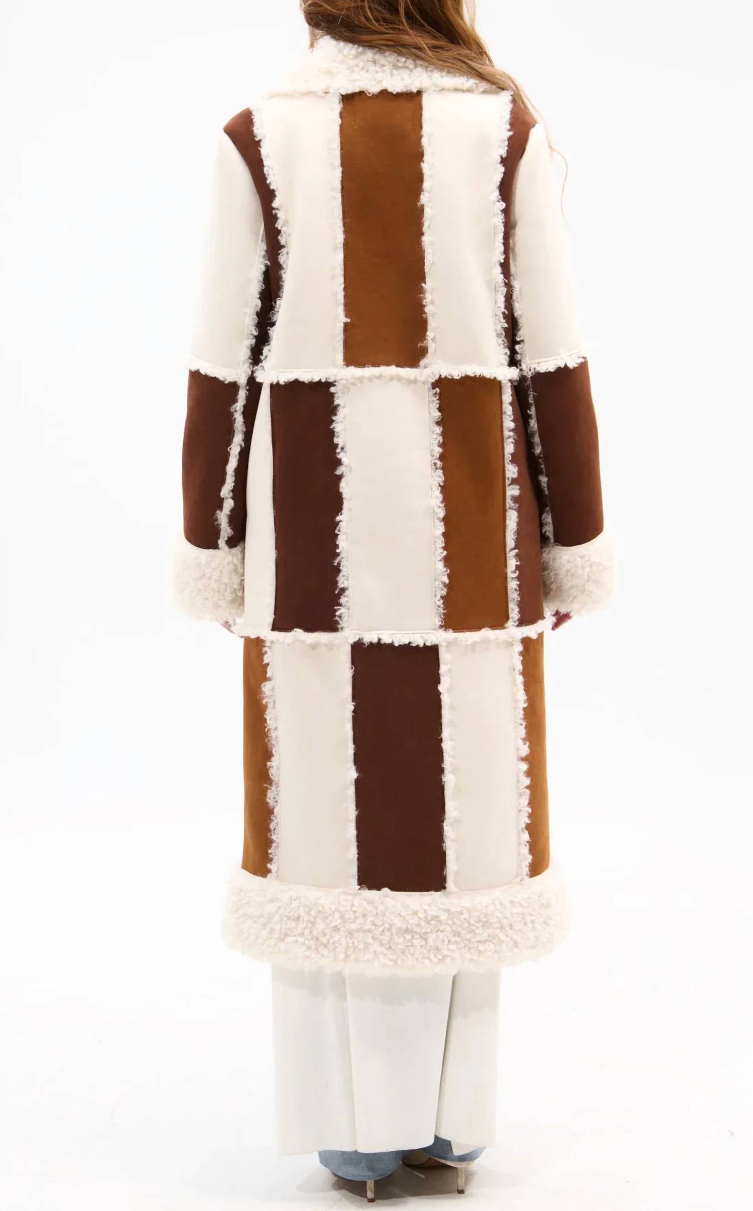 Azalea Wang - Telluride Faux Fur Patchwork Shearling Coat