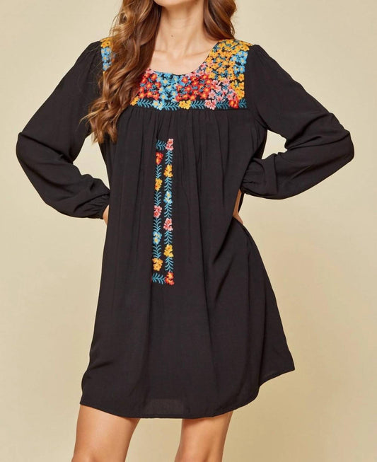 Andree By Unit - Floral Embroidered Long Sleeve Dress