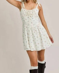 Le Lis - Tie Shoulder Strap Bustier Floral Mini Dress