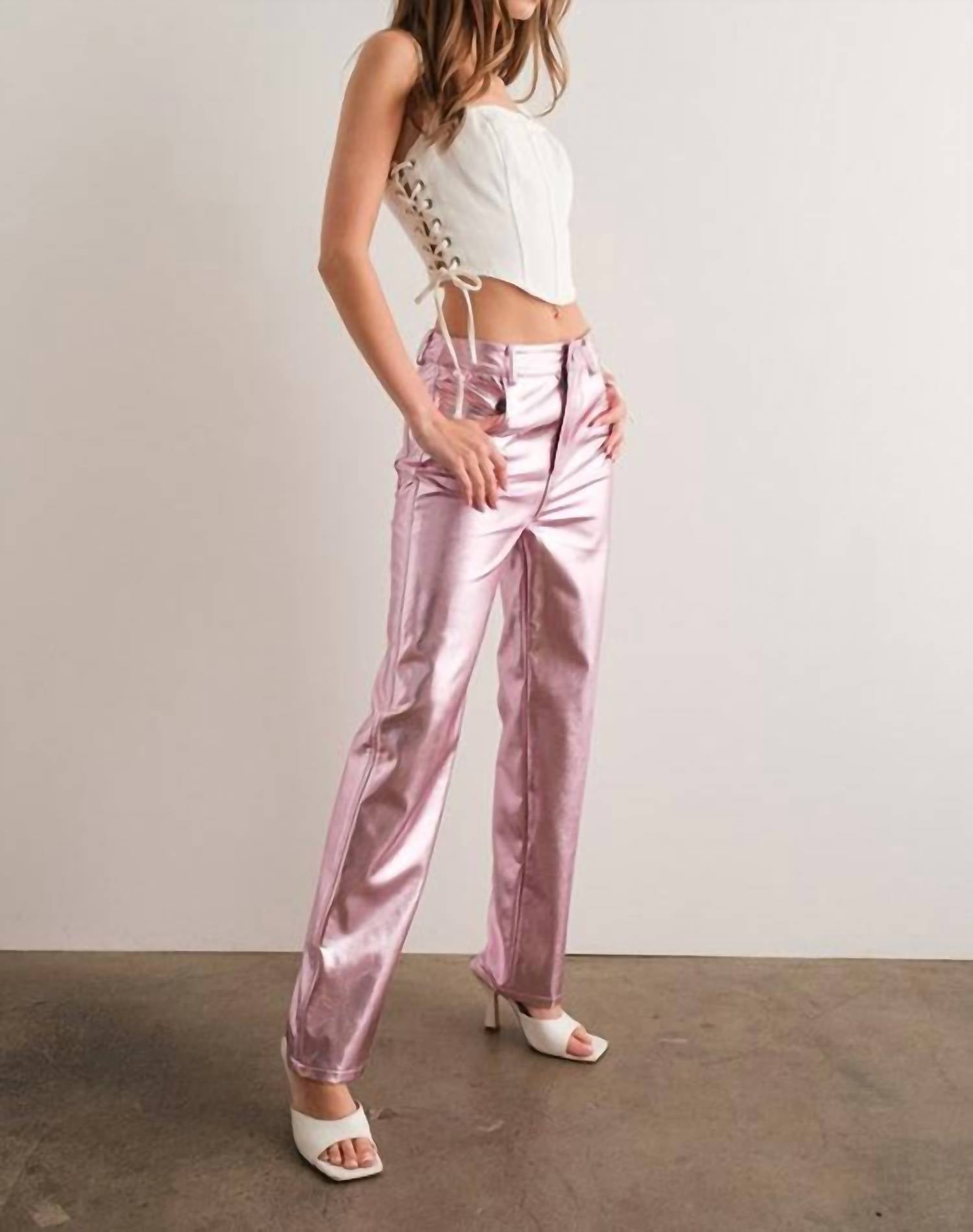 Papermoon - Aviana Metallic Wide Leg Pants