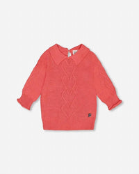 Deux Par Deux - Kids' 3/4 Knit Sweater With Collar