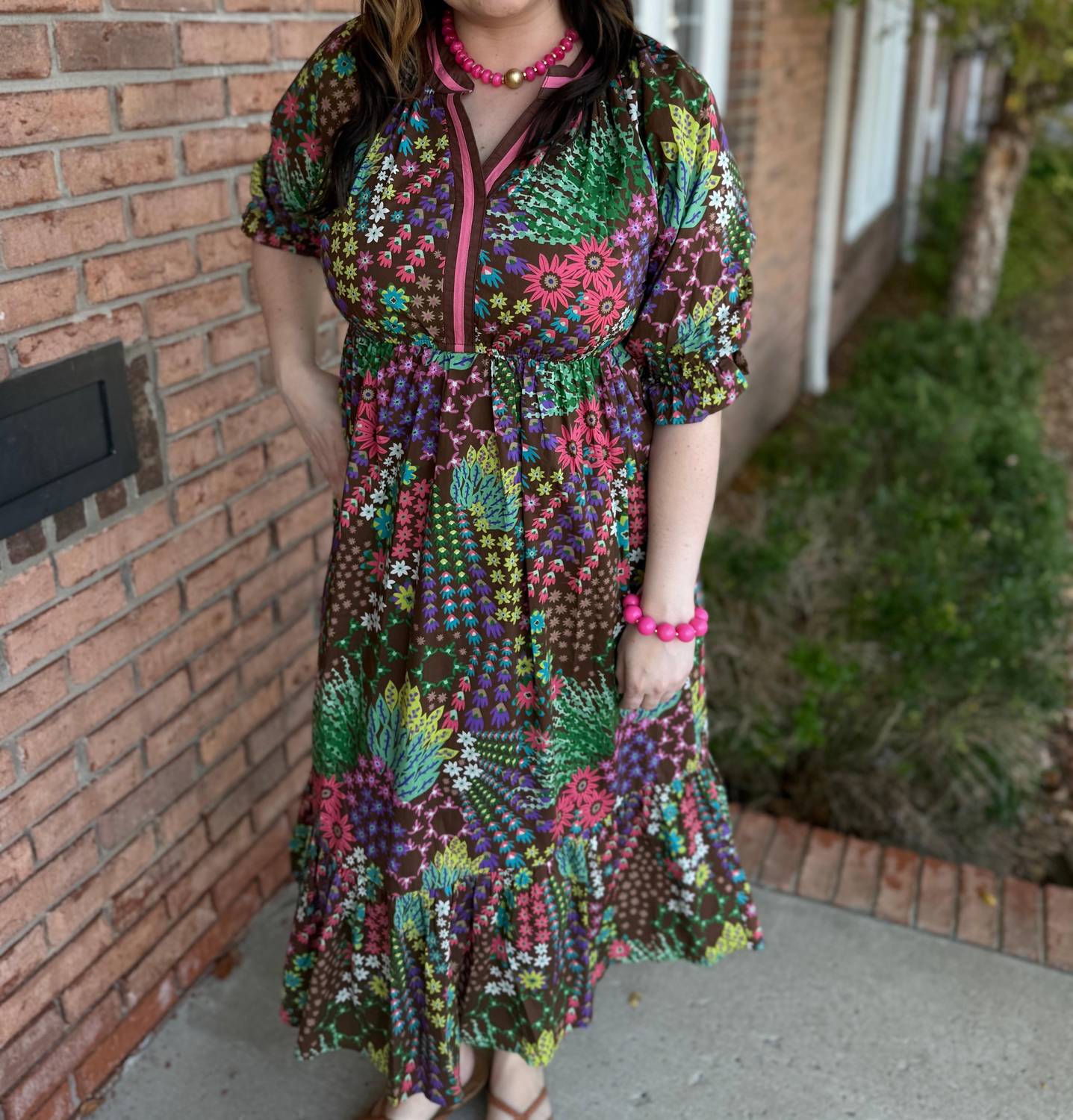 Umgee - Women's Floral Charm Midi Dress