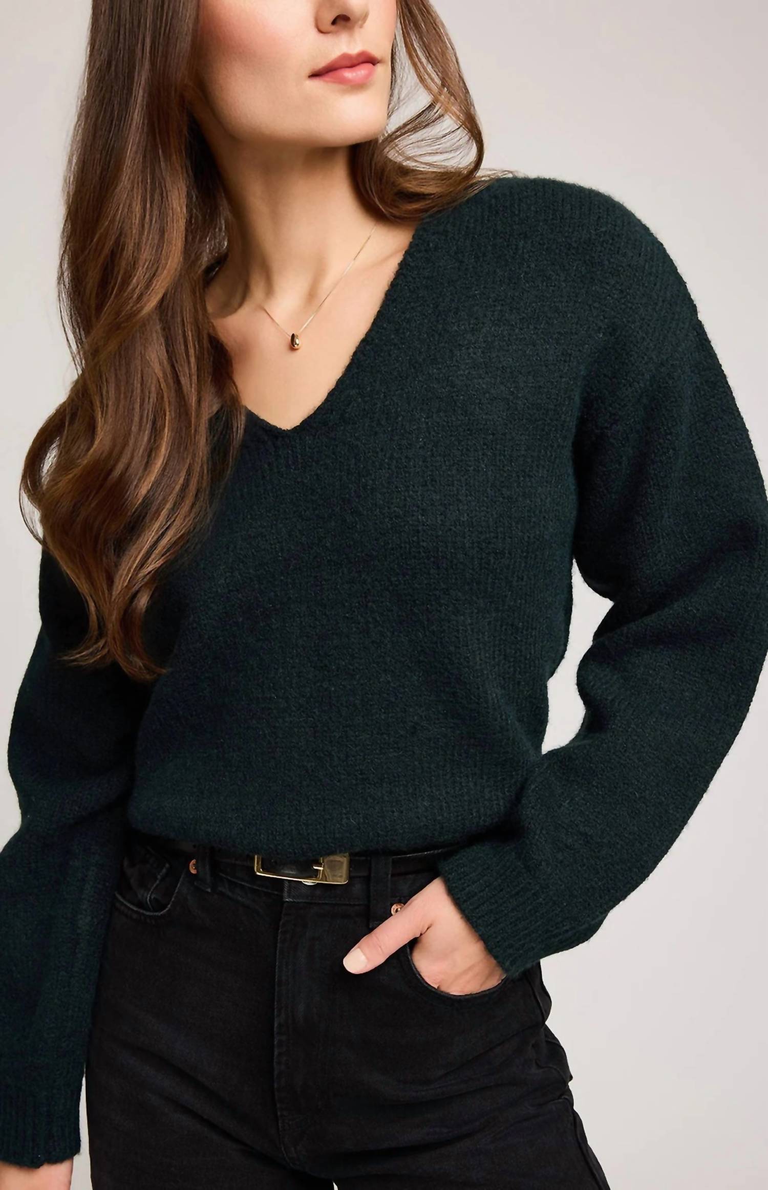 Gentle Fawn Angelica V Neck Sweater in green - women's sweater - view 4