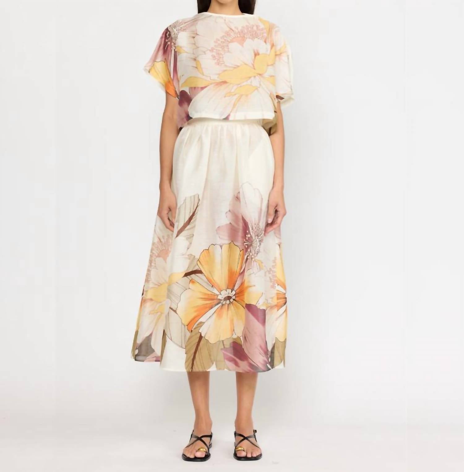 CHRISTY LYNN Trina Midi Skirt in eden ivory - women's skirt