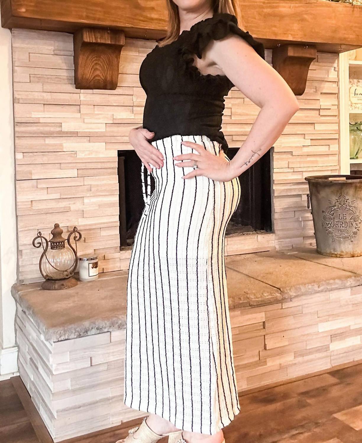 Bailey Rose - Eyelet Stripe Maxi Skirt