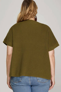 She + Sky - Plus Drop Shoulder Knit Top