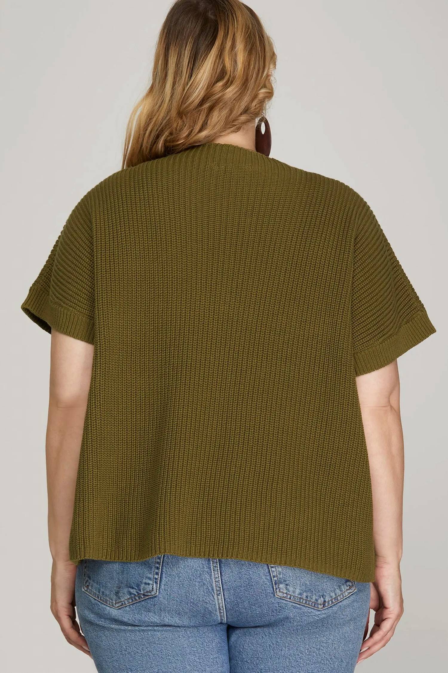 She + Sky - Plus Drop Shoulder Knit Top