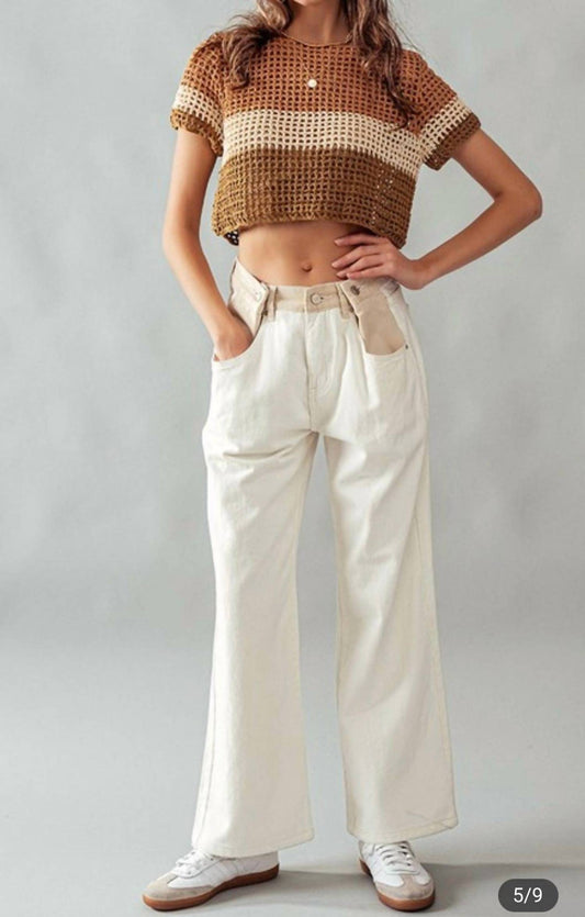 BUTTONED WAIST BAGGY PANTS