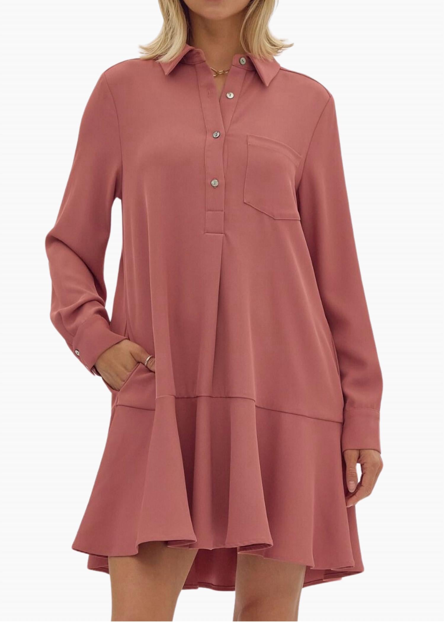 entro Darcy Flutter Mini Dress in mauve - women's dress