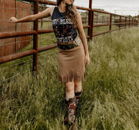 RODEO Quincy God Bless Cowboys Tank Top in navy - women's tank top - detail view