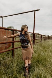 RODEO Quincy God Bless Cowboys Tank Top in navy - women's tank top - alternate view