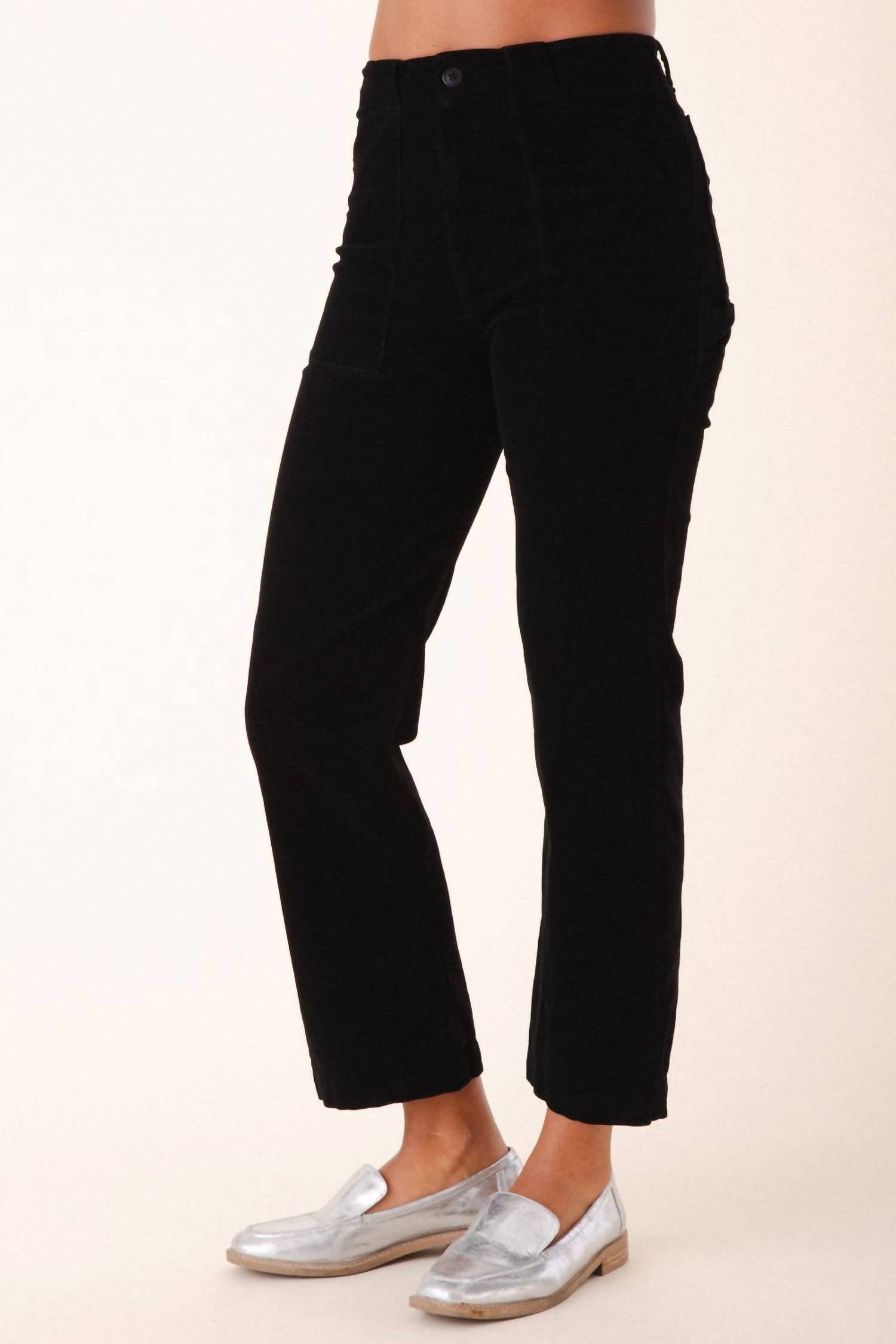 PRAIRIE UNDERGROUND Carpenter High Rise Corduroy Pants in black - women's jeans - detail view