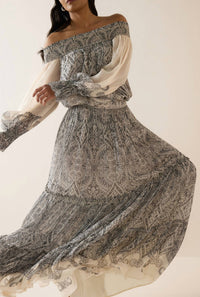 Hemant & Nandita - Chavi Smocked Detail Maxi Dress