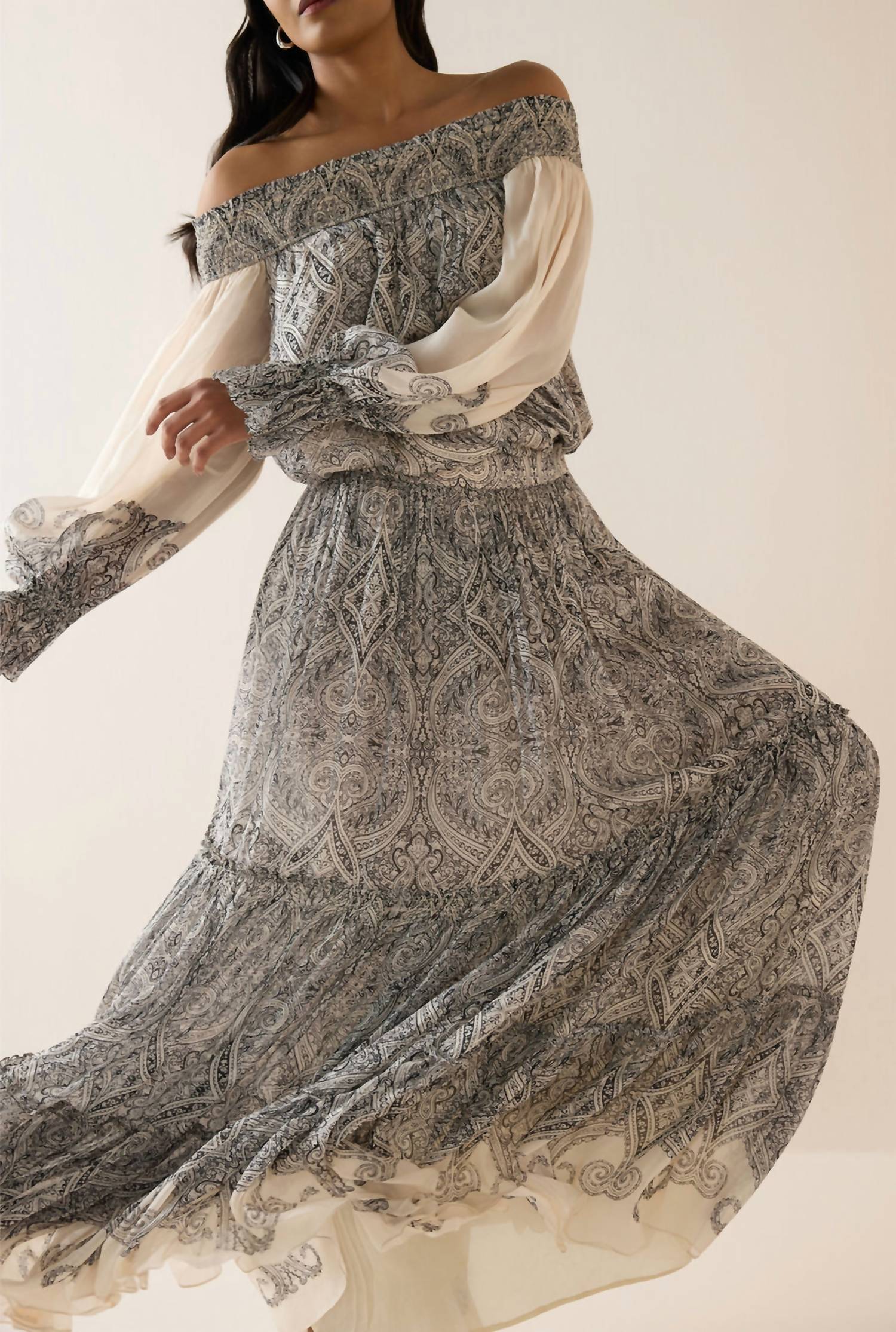 Hemant & Nandita - Chavi Smocked Detail Maxi Dress